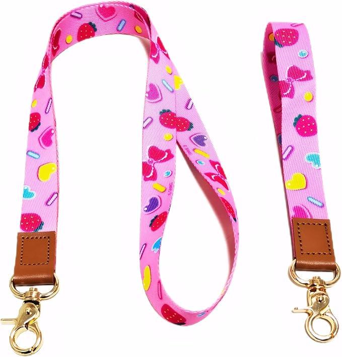 Esther Neck and Wrist Lanyard Set for Keys, ID Badges, Phone and Wallet,Cute Lanyard for Women, Girls and Teacher