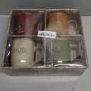 Christian Art Gifts Set of Four Rustic Stoneware Coffee/Tea Mugs w/Bible Verses Sage Green, Ivory, Paprika Red, Pumpkin Orange Inspirational Coffee/Tea Cup for Men and Women (13 Ounces)