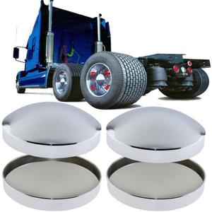 Set of 4 Chrome 8 Inch Hub Caps Dome Metal 8" Semi Truck Hub Covers Axle Cap Rear Wheel Covers Set for Semi Truck Hub Covers for Peterbilt Freightliner Baby Moon Hubcaps
