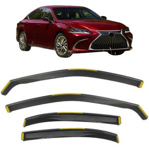 Fit 2019-2025 Lexus ES250 ES300h ES350 in Channel Window Visors Black 4PCS | IKON MOTORSPORTS, Injection PC, Rain Guards, Side Window Wind Deflectors, Improve Circulation, Impact Resistant, Waterproof