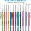 MECHEER Crochet Hooks 12 Sizes Crochet Hook Set, 51 Pack Yarn Crochet Kit for Beginners, Knitting Needles with Ergonomic Handles for Arthritic Hands, Crochet Needle Kit with Blue Case for Crocheters