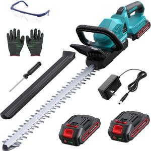 22'' Cordless Hedge Trimmer with 2 Rechargeable Batteries & Charger, 3000RPM Brushless Electric Handheld Bush Clipper, 180 Rotatable Head, 2/3'' Blade Gap, Gardening Gifts for Fathers Day