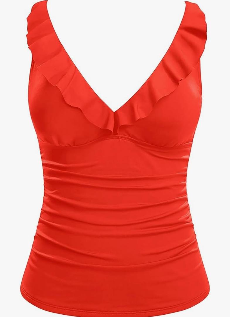 Women's Underwire Tankini Top Only - Tummy Control Bathing Suit Top Ruffle Swimsuit 2025
XXL
