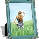 Picture Frame 5"x7" Photo Frame Dark Blue Frame with Gold Edge, Modern Simple for Christmas Gift Family Wedding Kids Friend Pet Home Office Display Desktop Table Decor