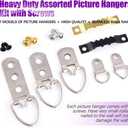 Swpeet 415Pcs Picture Hangers Kit with Screws, Heavy Duty Assorted Picture Hangers Assortment Kit for Picture Hanging Solutions with Transparent Box - 7 Models