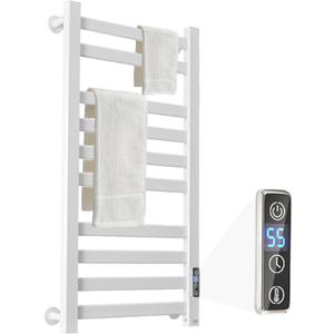 Heated Towel Rack for Bathroom Towel Warmer Racks Wall Mounted with Timer & Temperature Multi-Level Adjustments with 10 Bars for Bathroom Shower Hot Tub Spa(White)