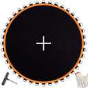 Trampoline Mat, Fits for 14 ft Frame, with 72 V-Rings, Fits 5.5 inch Springs, Trampoline Mat Replacement(Mat Dia:150in), Reinforce, UV-Resistant, with Spring Hook and Gloves, Not Include Spring (Black+Orange)