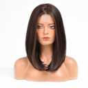 HAIRCUBE Short Wigs for Women,Brown Bob Wig Shoulder Length Synthetic Wig Heat Resistant Hair for Daily Party Use 16 Inches(Dark Brown with Highlight)