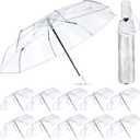 Sanwuta 12 Pcs Transparent Folding Umbrella Full Automatic Clear Foldable Auto Open Close Umbrellas for Rain Wedding (White)