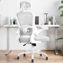 Ergonomic Office Chair,Ultra Thick Office Desk Chair with Adjustable Lumbar Support and Headrest,Spring Cushion,Rocking Function,Flip-up arms,Mesh Computer Chair for Home Office,Grey, 21.2 Inches x 20.5 Inches  50.3 Inches