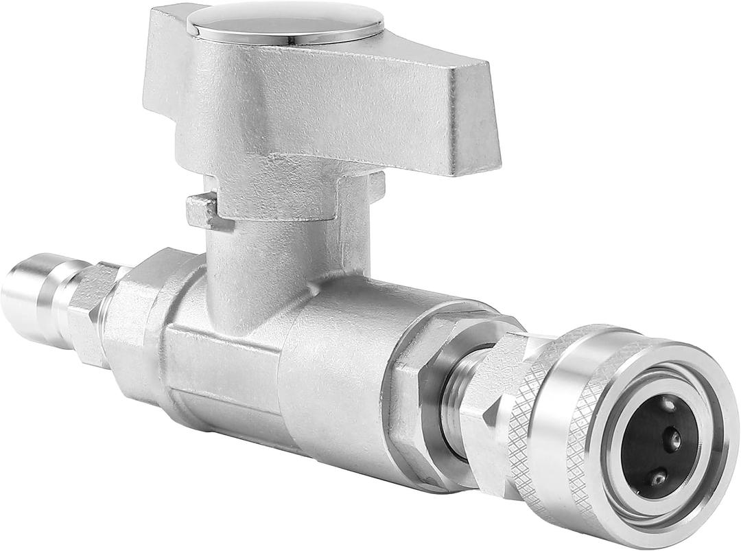 Pressure Washer Ball Valve, High Pressure Shut Off Valve for Power Washer Hose, 5000 PSI, Stainless Steel, 3/8" Quick Connect