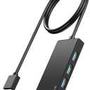 ANYPLUS USB Hub, Multiport USB Splitter Adapter, 2 ft Long Cable USB 3.0 Hub, USB Extender for Laptop, PC, iMac, Surface Pro, MacBook, Mac Pro, Flash Drive, XPS, Mouse, HDD