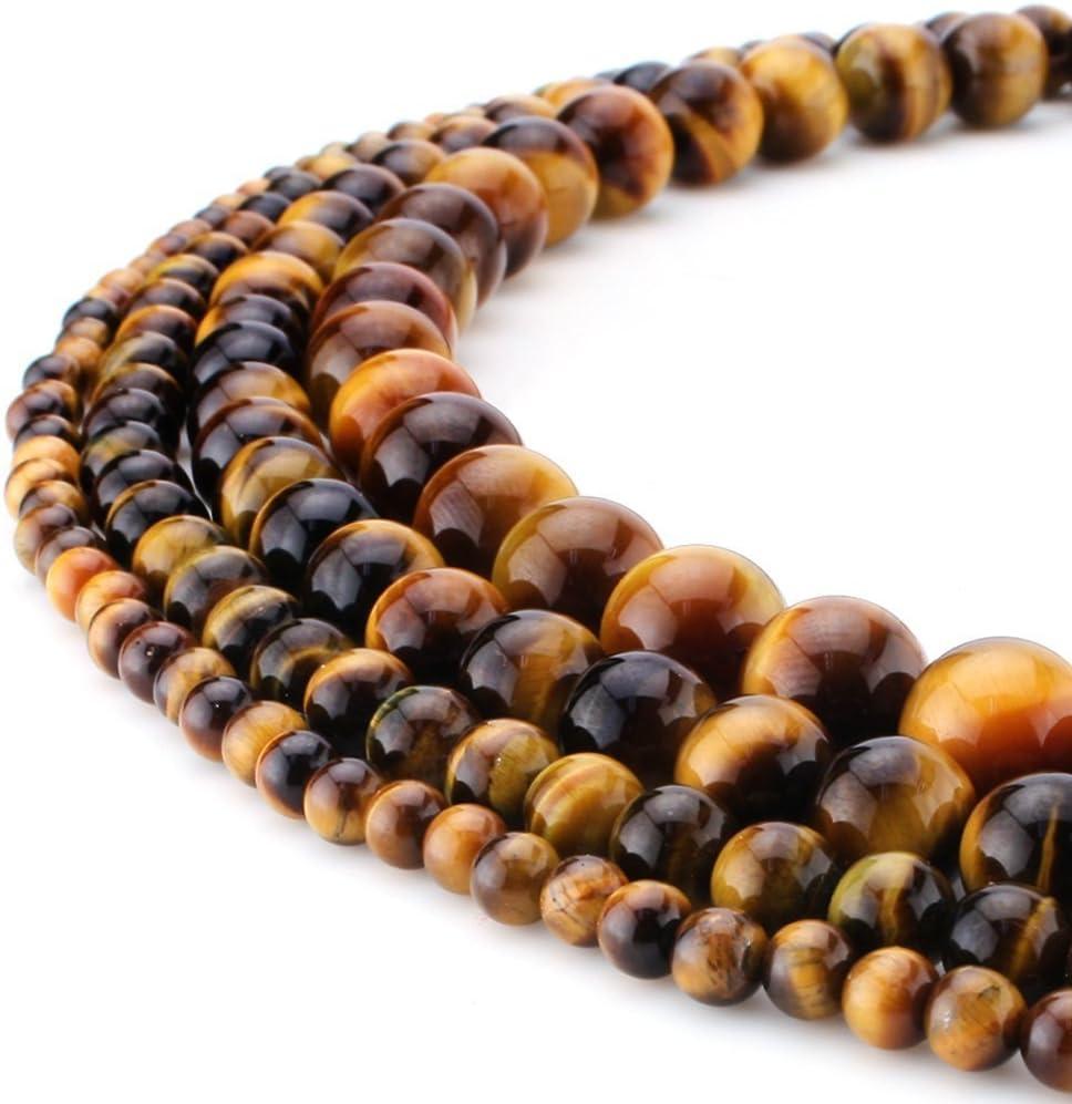 RUBYCA Wholesale Natural Tiger-Eye Gemstone Round Loose Beads for DIY Jewelry Making 1 Strand - 10mm
