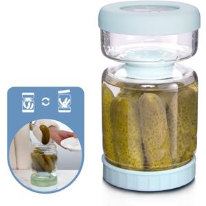 WhiteRhino Glass Pickle Jar with Strainer Flip,34oz Pickle Container,Hourglass Pickle Juice Separator Jar for Olives,Gherkins or Sliced,Leakproof Dishwasher Safe