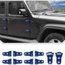 JeCar 10PCS Blue Full Set Door Hinge Cover Trim Kit for 2018-2024 Up Jeep Wrangler JL JLU Gladiator JT