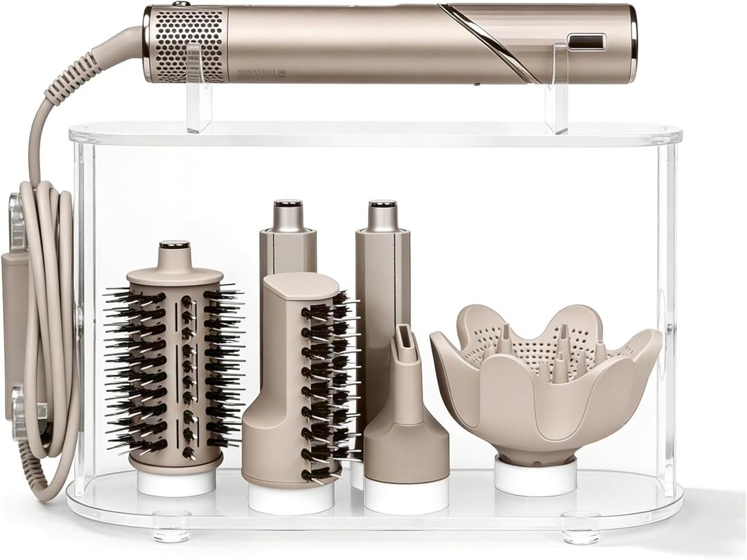 Affogato Storage Holder Compatible with Shark FlexStyle HD430C, Desktop Organizer for Storage Attachments, Acrylic Hairdryer Rack with Cord Hanger for Accessories Curlers Brushes Diffuser
