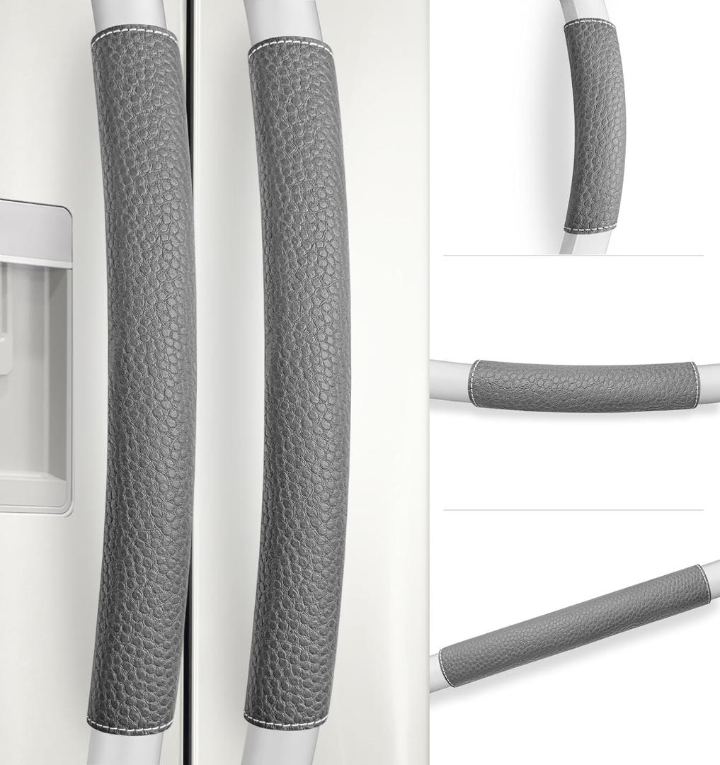 Refrigerator Handle Covers, 5 PCS, Adjustable Appliance Handle Covers, Keep Your Kitchen Clean, Microwave Oven Stove Dishwasher Handle Protector, Non Slip Fridge Handle Cover (Dark Gray)