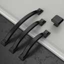 Amerdeco 10 Pack Matte Black Cabinet Pulls 3 Inch(76mm) Hole Centers, Handles for Kitchen Cabinet Hardware, Arch Cabinet Handles for Bathroom Dresser Drawer Handles ZH0016…