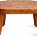 Teak Step Stool Heavy Duty Wooden Stepping Stools for Adults Kids with 4 Legs,Bed Steps for High Beds