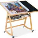 LAVIEVERT 1500 Piece Tilting Puzzle Table with Legs & Cover Mat, Adjustable Jigsaw Puzzle Board Easel with Storage, Portable Wooden Table with 4 Wheels for Adults, Great Assistant for Mom & Elderly