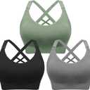Angelhood Nursing Bras for Breastfeeding, Seamless Nursing Sports Bra Support Yoga Maternity Bras Pregnancy Sleep Bralette (Large, Black/Grey/Green)