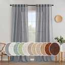 MIULEE Grey Linen Curtains 96 Inch Long for Bedroom Living Room, Soft Thick Linen Textured Window Drapes Gray Semi Sheer Light Filtering Back Tab Rod Pocket Burlap Look Decor, 2 Panels