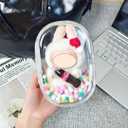 Clear Figure Display Bag for LABUBU, Doll Storage Bag, Blind Box Carrying Pouch, Pouch Keychain Charms for Collectibles (with Zipper- Waterproof), 6.89 * 2.36 * 4.72 inch (Pack of 2, White）