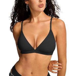 Vertvie Womens Wireless Triangle Bralette Plunge Unlined Seamless Bras No Underwire Sexy Comfortable Unpadded Everyday Bra, Large