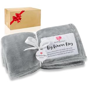 Get Well Blanket, Healing Blanket, Get Well Soon Gifts for Men and Women, Big Warm Hug, Comfort Throw Blanket Gray (50”x65”)