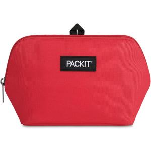 PackIt Freezable Snack Bag, Poppy, Built with ECOFREEZE Technology, Collapsible, Reusable, Zip Closure, Designed For Keeping Snacks Fresh On the Go (Red)