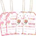2 x 50 PCS Mother's Day Gift Tags - 2.1" x 3.5" Floral Hanging Paper Tags with String - A Little Treat for A Mom So Sweet - Happy Mother's Day Thank You Gifts Bags Wrap Party Favor - A01