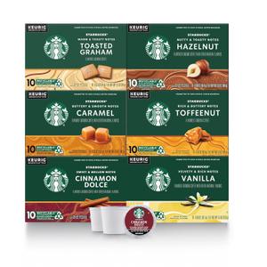 Starbucks K-Cup Coffee PodsFlavored CoffeeVariety Pack for Keurig BrewersNaturally Flavored100% Arabica6 boxes (60 pods total) BB 9/4/25