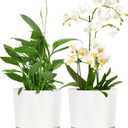 kubvici 2 Pack 8 Inch Planters for Indoor Plants, Plastic Flower Pots Plant Pots Indoor with Drainage Saucer for Outdoor Garden Home Plant, White 8