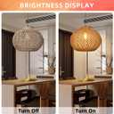 Arturesthome Boho Round Pendant Light,1-Light Rattan Chandelier Hand-Woven Wicker Pendant Light Coastal Beach Ceiling Hanging Light for Kitchen Island Living Room W 19.68"