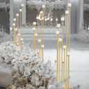 Fullvaseer 2pcs 9 Arm Candelabra,Floor Candle Holders Tall Set for Wedding Aisle Decoration,Gold Candelabras for Fireplace,Candle Stand Fit for Flameless or Wax