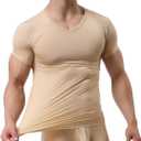 YUFEIDA Men's Sexy Underwear T-Shirt Short Sleeve Mesh Sheer Top Undershirt Sleepwear(Buff M)