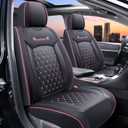 Car Seat Covers Full Set, Automotive Car Seat Cover Car Seat Covers Front Seats Back Seat Covers Protector Universal Fit Most Cars(Black and Pink)