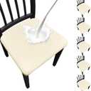 Waterproof Dining Chair Seat Covers Set of 6, Stretch Removable Dining Room Seat Covers for Dining Chairs, Kitchen, Hotel, Party (.Beige)