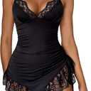 Avidlove Women's Lace Sleeveless Ruched Mini Dress Sexy Bodycon V Neck Cocktail Party Club Summer Dresses 2026 XL