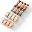 Yieach 4 Pack Adjustable Narrow Spice Rack for Drawer - Expandable From 9" to 17.7" - Acrylic Drawer Seasoning Organizer,Tiered Clear Spice Tray for Spices,Condiment,Nail Polish and Jar Organization