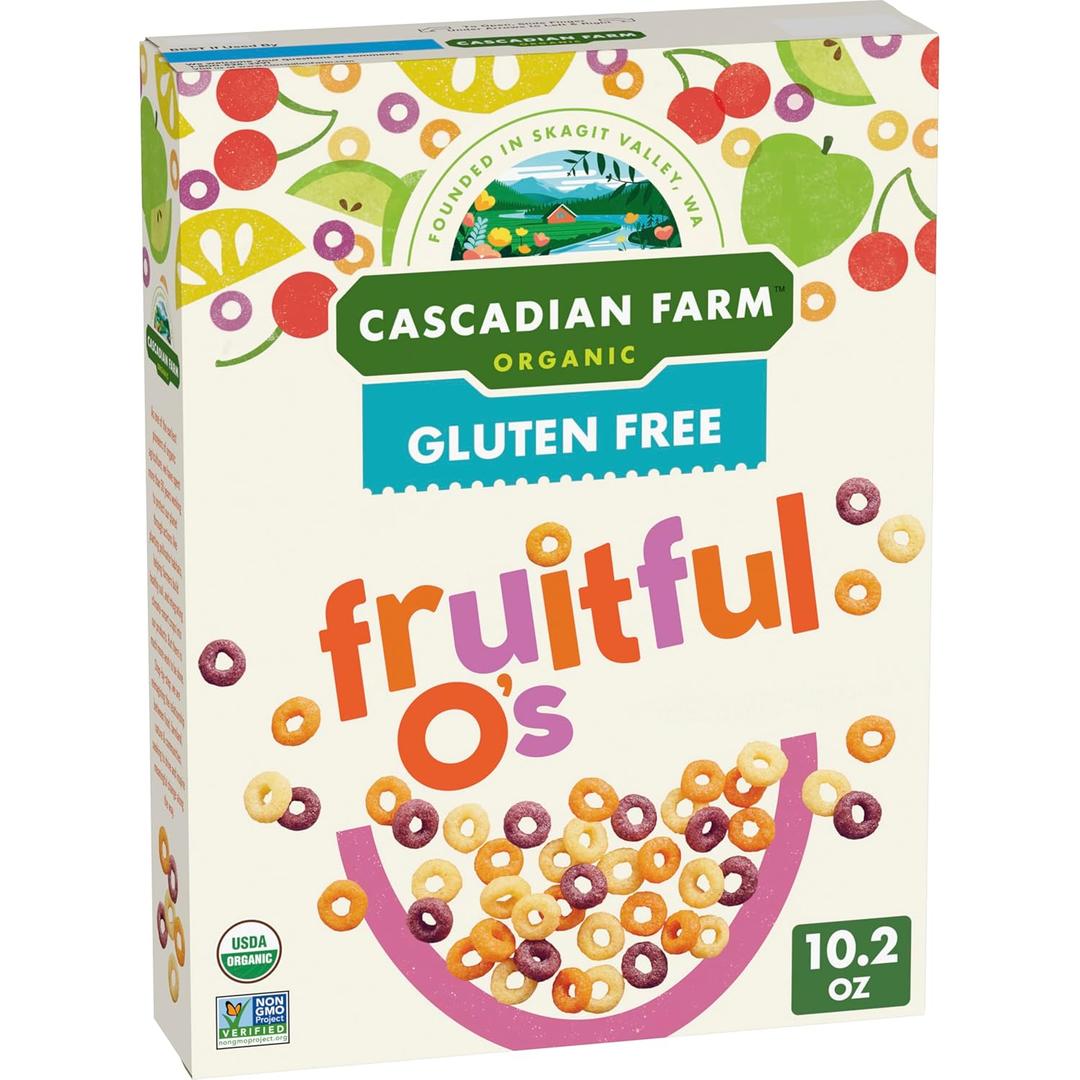 Pack of 2 Cascadian Farm Organic Fruitful O's Cereal, Gluten Free, Made with Whole Grain, 10.2 oz, Best By: 17 DEC 2025