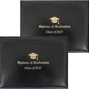 GraduationMall Leatherette Imprinted Diploma Cover for Certificate 8.5"x 11" Class of 2026 Padded Graduation Diploma Holder Black,4 Packs