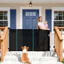 71'' Retractable Baby Gates Extra Wide for Stairs, 42" Tall Black Mesh Dog Child Pet Safety Indoor Outdoor Retractable Gate for Doorways, House, Hallway, Deck with Reinforcement Strips