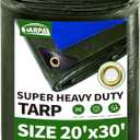 TARPAL Tarps Heavy Duty Waterproof 20x30 Large Tarp 16mil Thick Tarps with Metal Grommets Every 17.7" UV Protection&Tear -Resistant Cover for Firewood,Roof,Pool,Car,RV&Outdoor FurnitureGreen/Blue (20x30 Feet-Finished size)