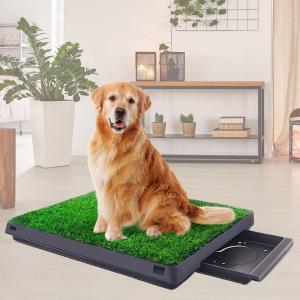 Dog Grass Pad with Tray, Washable Puppy Pee Pad for Small Pets. Artificial Grass Patch with 3 Layer Training Potty Pad. Indoor/Outdoor Full Potty System for Dogs to Pee on Balcony Patio 20x25