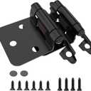 Chibery 1/2" Overlay Cabinet Hinges, 50 Pack Self Closing Flush Mount Hinges with Door Bumper, Variable Decorative Hardware for Bathroom, Furniture, Kitchen Cabinet Doors, Matte Black
