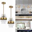 Pendant Light Fixtures, 7inch Modern Glass Pendant Light, 2 Pack Brass Color Kitchen Island Pendant Lights, Height Adjustable Pendant Lighting