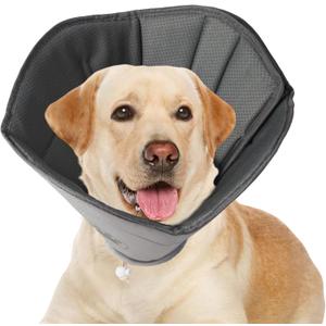 Soft Dog Cone for Small Medium Large Pets After Surgery, Comfy Cone for Dogs, Cones for Dogs to Stop Licking, Pet Elizabethan Collar Alternative to Prevent Licking Wounds (Grey, M)
