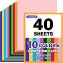 CreGear 40 Sheets Colored Cardstock Printer Paper 8.5 x 11, 10 Assorted Colors Card Stock, 180gsm/65lb Multicolor A4 Colorful Construction Paper for Crafting, Christmas DIY Card Making, Scrapbooking