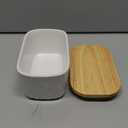 KOOV Porcelain Large Butter Dish with Lid, Airtight Butter Container with Oak Lid, Perfect for 2 Sticks, Texture Series (White)